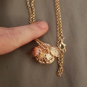 Angel wing snitch expanding picture necklace